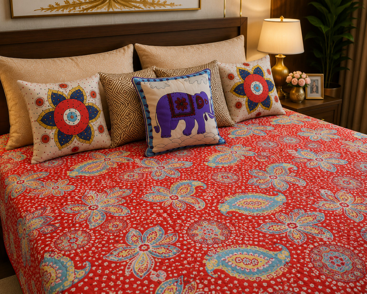 Floral Kantha Bed Cover1